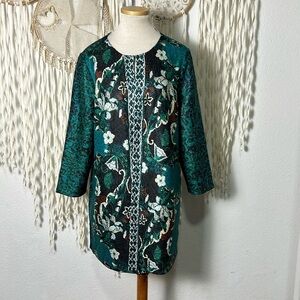 Chico’s Travelers Collection Mixed Print Crushed Jacket With Hook Closure Size L